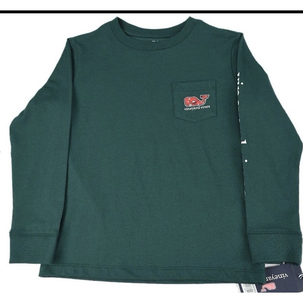 NWT VINEYARD VINES Boys Charleston Green SANTA WHALE Long Sleeve Tee Shirt 2T